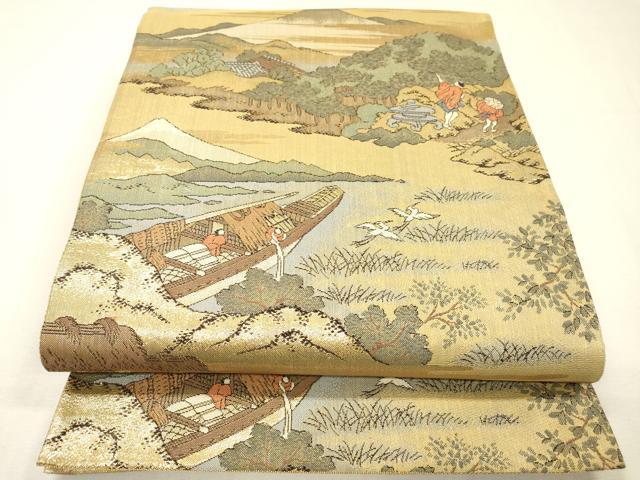 平和屋着物▼西陣 六通柄袋帯 北斎名画集 金銀糸 正絹 逸品 DABH7554fe