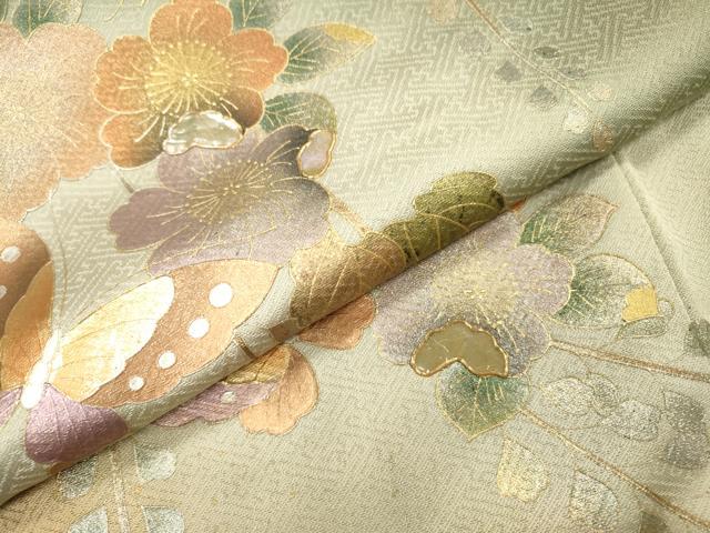 平和屋着物▼訪問着 螺鈿 辻が花 舞蝶花文 暈し染 金銀彩 正絹 逸品 DABH7566fe