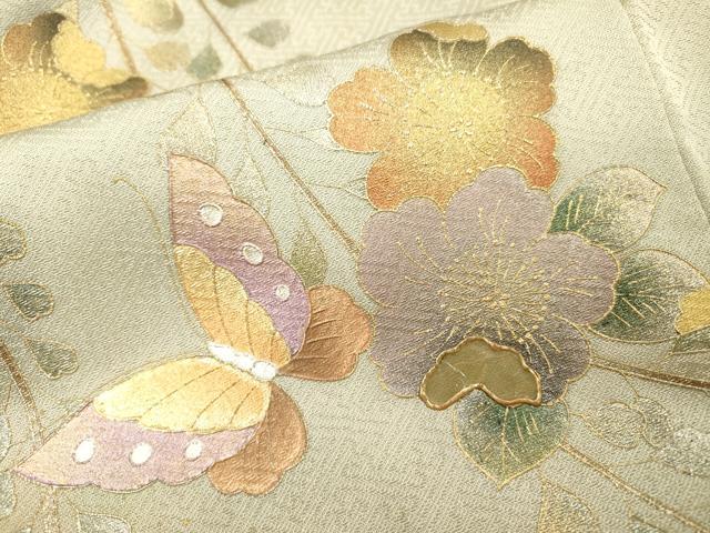 平和屋着物▼訪問着 螺鈿 辻が花 舞蝶花文 暈し染 金銀彩 正絹 逸品 DABH7566fe