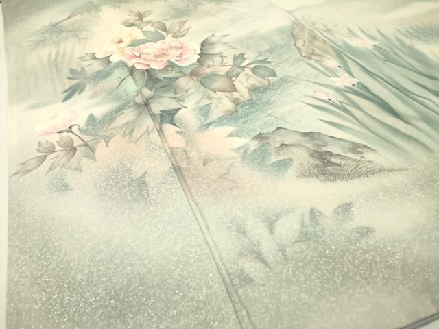 平和屋着物▼訪問着 刺繍 手描き 草花 暈し染 銀彩 正絹 逸品 DABH7569fe