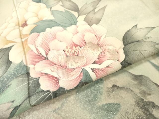 平和屋着物▼訪問着 刺繍 手描き 草花 暈し染 銀彩 正絹 逸品 DABH7569fe