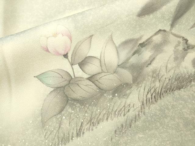 平和屋着物▼訪問着 刺繍 手描き 草花 暈し染 銀彩 正絹 逸品 DABH7569fe