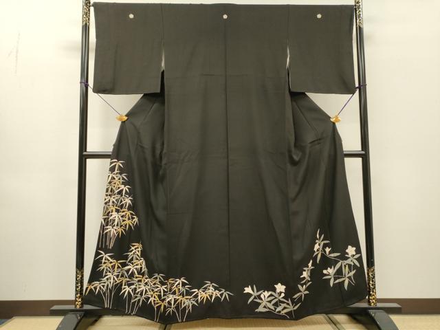 平和屋着物▼豪華黒留袖 笹竹文 金彩 正絹 逸品 DABH7570fe