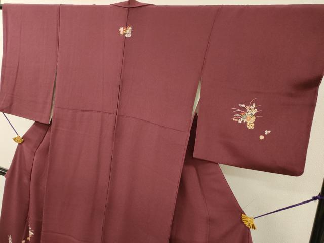 平和屋着物▼訪問着 総刺繍 飾花文 鬼しぼ縮緬 正絹 逸品 DABH7573fe