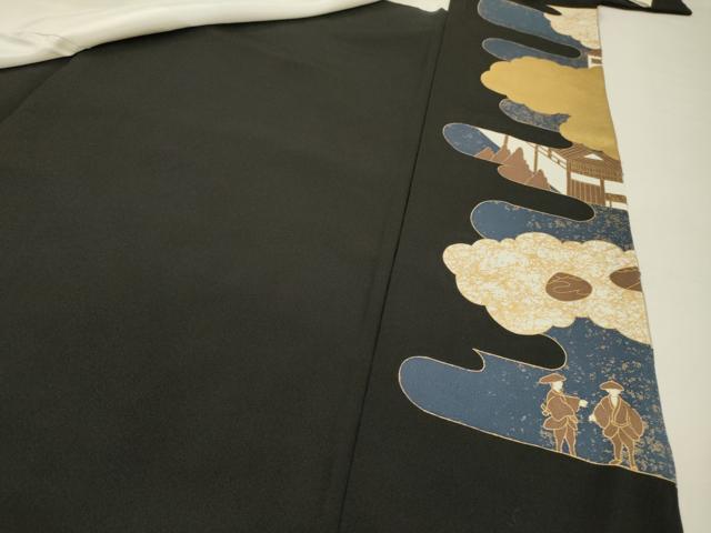 平和屋着物▼豪華黒留袖 作家物 刺繍 人物風景文 金銀彩 正絹 逸品 DABH7574fe