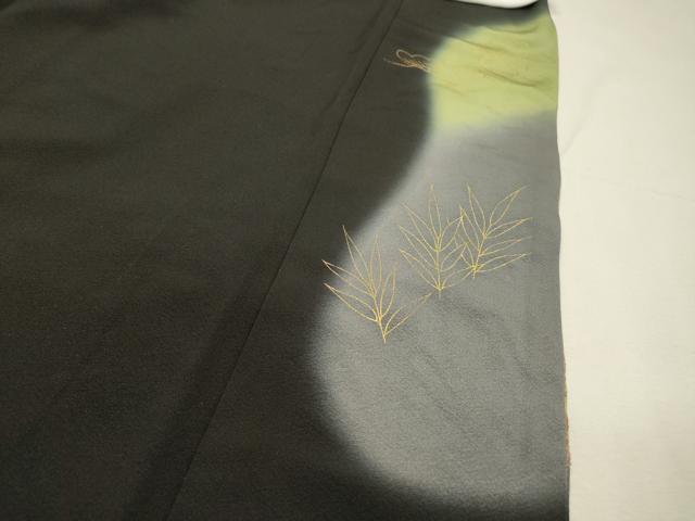 平和屋着物▼豪華黒留袖 駒刺繍 束ね熨斗花松文 暈し染 金彩 正絹 逸品 DABH7575fe