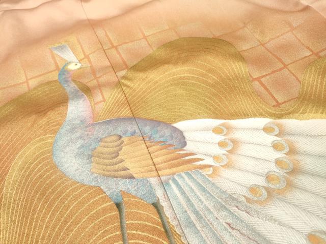 平和屋着物▼豪華色留袖 作家物 孔雀文 暈し染 金銀彩 三越扱い 正絹 逸品 未使用 DABH7577fe