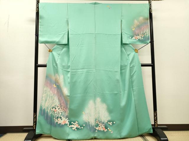 平和屋着物▼訪問着 舞蝶花文 暈し染 正絹 逸品 DABH7579fe