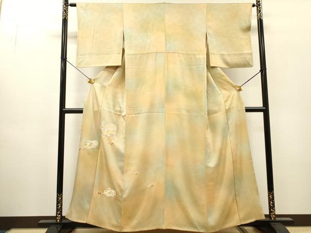 平和屋着物▼訪問着 総刺繍 貝桶文箱花文 暈し染 正絹 逸品 DABH7580fe