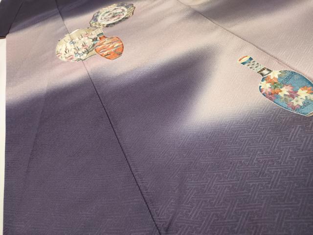 平和屋着物▼中国三大刺繍 相良刺繍 総刺繍 訪問着 陶器花絵皿文 暈し染 正絹 逸品 DABH7583fe