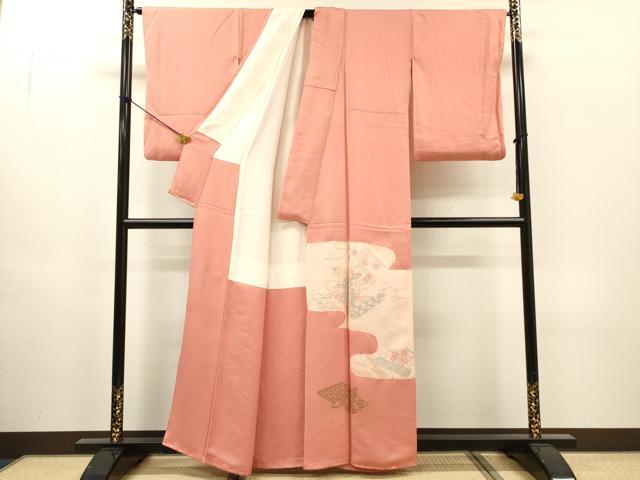 平和屋着物▼中国三大刺繍 相良刺繍 色留袖 絞り 冊子蒔絵花文 正絹 逸品 DABH7588fe