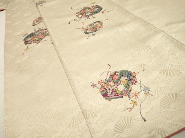 平和屋着物▼上質な小紋 文箱花文 金通し地 やまと誂製 正絹 逸品 未使用 DABH7591fe