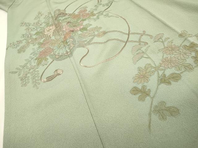 平和屋着物▼中国三大刺繍 スワトウ刺繍 汕頭刺繍 総刺繍 訪問着 花車文 正絹 逸品 DABH7603fe