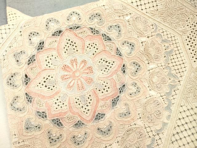 平和屋着物●中国三大刺繍 スワトウ刺繍 汕頭刺繍 相良刺繍 総刺繍 太鼓柄袋帯 紬地 蜀江正倉院花文 正絹 逸品 DABH7633fe