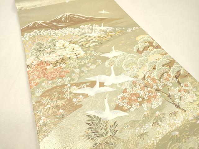 平和屋着物▼西陣 やまひで謹製 六通柄袋帯 唐織 旅情秀鳳文様 金糸 証紙付き 正絹 逸品 DABH7642fe