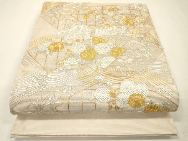 平和屋着物＊夏物 太鼓柄袋帯 絽刺し 区限刺繍 総刺繍 駒