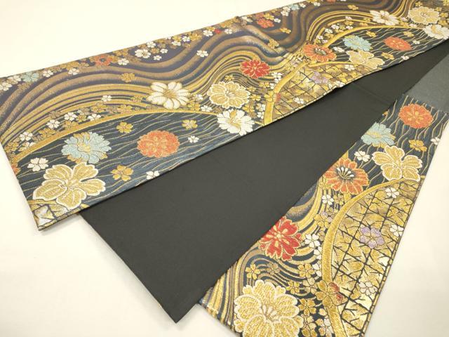 平和屋着物▼六通柄袋帯 流水舞花文 金糸 正絹 逸品 DABH7652fe