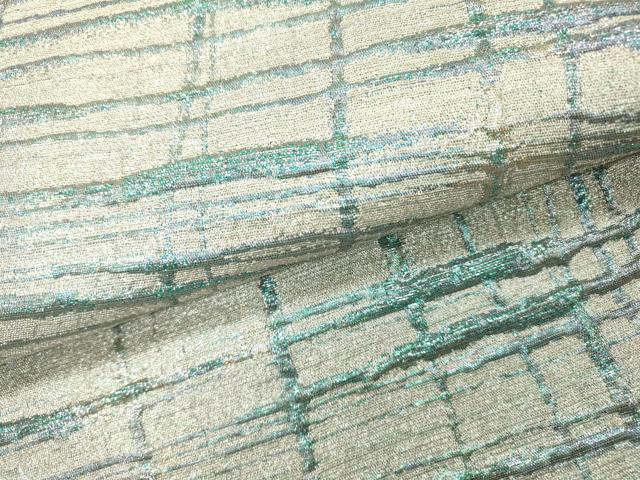平和屋着物▼京の名門 じゅらく謹製 六通柄袋帯 伯仙錦 変わり格子 銀糸 正絹 逸品 DABH7667fe