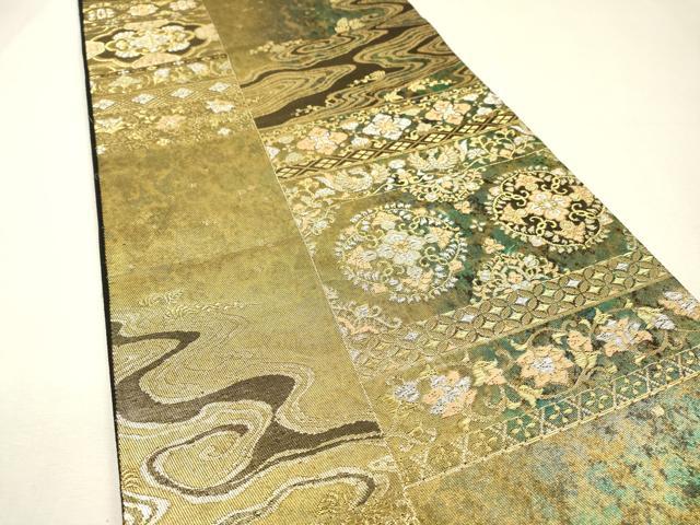 平和屋着物▼六通柄袋帯 横段鳳凰花文 金銀糸 引箔 正絹 逸品 DABH7669fe