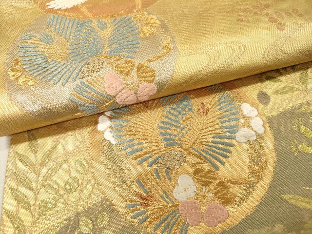 平和屋着物▼六通柄袋帯 唐織 名錦幻想 引箔 正絹 逸品 DABH7684fe