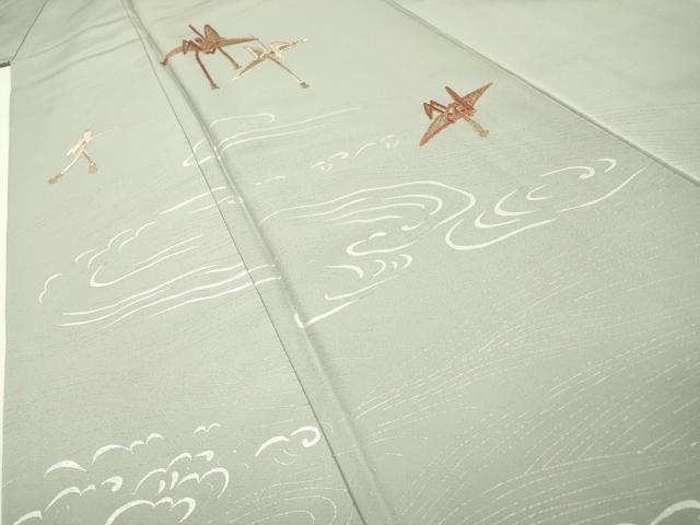 平和屋着物▼訪問着 竹屋町刺繍 折り鶴 銀彩 正絹 逸品 DABH7710fe