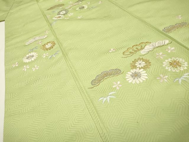 平和屋着物▼訪問着 総刺繍 花松文 金銀糸 正絹 逸品 DABH7713fe