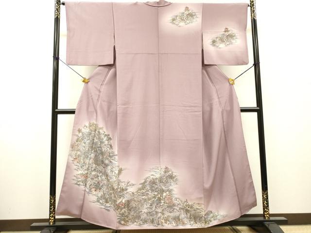 平和屋着物▼訪問着 手描き 風景文 暈し染 正絹 逸品 DABH7714fe