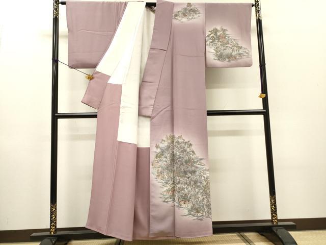 平和屋着物▼訪問着 手描き 風景文 暈し染 正絹 逸品 DABH7714fe