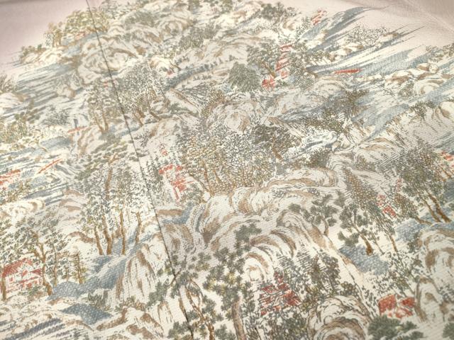 平和屋着物▼訪問着 手描き 風景文 暈し染 正絹 逸品 DABH7714fe