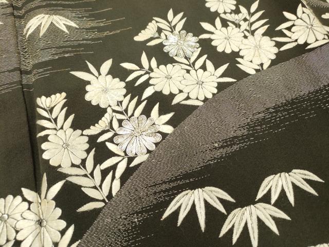 平和屋着物▼豪華黒留袖 総刺繍 笹花松文 銀糸 正絹 逸品 DABH7720fe