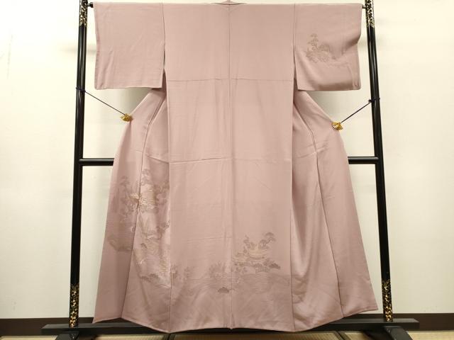 平和屋着物▼中国三大刺繍 スワトウ刺繍 汕頭刺繍 総刺繍 訪問着 風景文 金糸 正絹 逸品 DABH7722fe