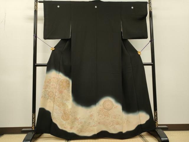 平和屋着物▼中国三大刺繍 スワトウ刺繍 汕頭刺繍 総刺繍 黒留袖 正倉院道長花文 暈し染 金銀彩 正絹 逸品 DABH7723fe