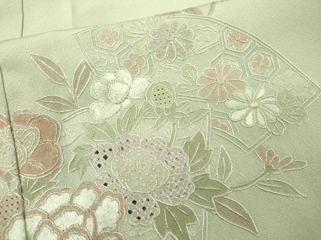 平和屋着物▼中国三大刺繍 スワトウ刺繍 汕頭刺繍 相良刺繍 総刺繍 訪問着 地紙花文 暈し染 正絹 逸品 DABH7726fe