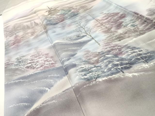 平和屋着物▼訪問着 雪持ち風景文 暈し染 正絹 逸品 DABH7729fe