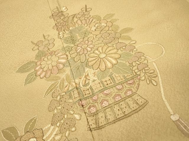 平和屋着物▼中国三大刺繍 スワトウ刺繍 汕頭刺繍 訪問着 飾花文 正絹 逸品 DABH7730fe