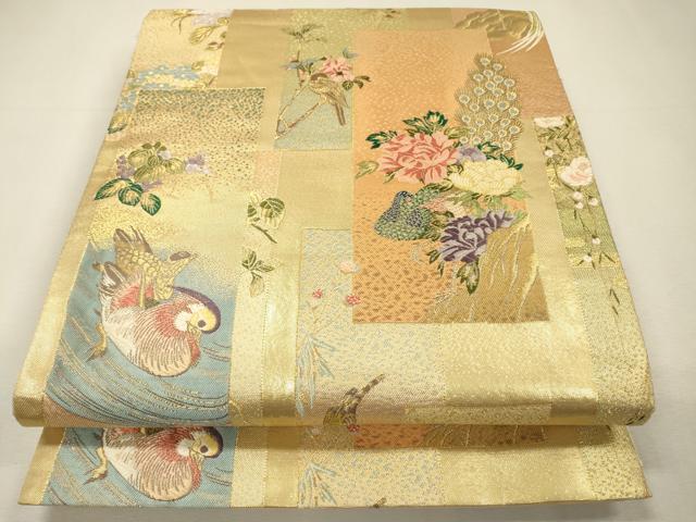 平和屋着物▼六通柄袋帯 唐織 花鳥文 金糸 正絹 逸品 DABH7739fe
