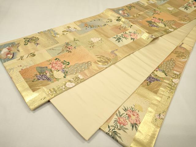 平和屋着物▼六通柄袋帯 唐織 花鳥文 金糸 正絹 逸品 DABH7739fe