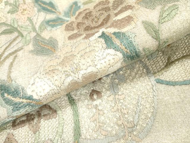 平和屋着物*夏物 絽刺し 区限刺繍 総刺繍 太鼓柄袋帯 花丸文 金銀糸 正絹 逸品 DABH7760fe