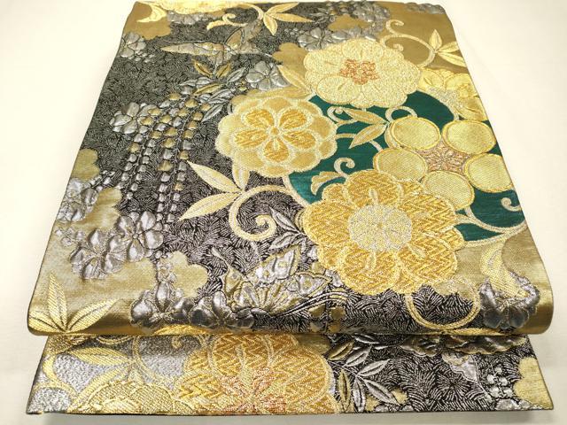 平和屋着物▼六通柄袋帯 ふくれ織 九百錦 辻が花 金銀糸 正絹 逸品 DABH7764fe