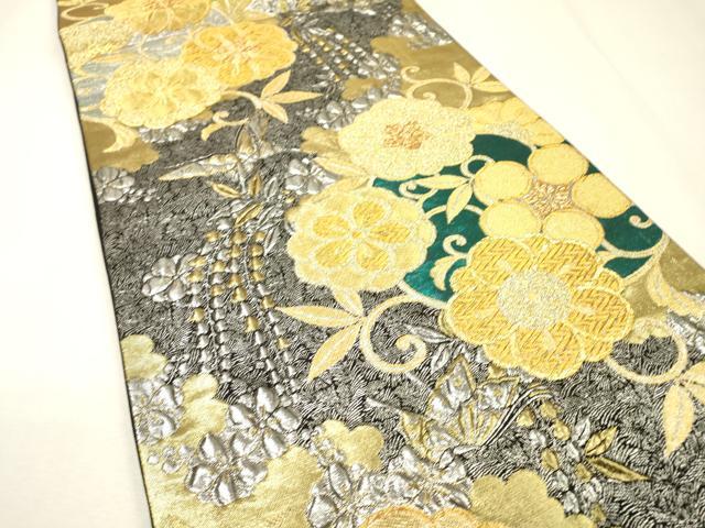 平和屋着物▼六通柄袋帯 ふくれ織 九百錦 辻が花 金銀糸 正絹 逸品 DABH7764fe