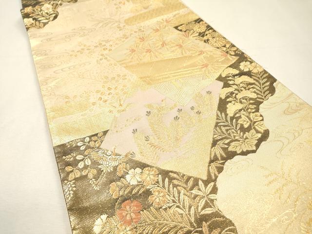 平和屋着物▼九百佐賀錦 六通柄袋帯 蒔絵 金糸 正絹 逸品 DABH7830fe