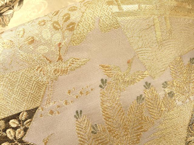 平和屋着物▼九百佐賀錦 六通柄袋帯 蒔絵 金糸 正絹 逸品 DABH7830fe