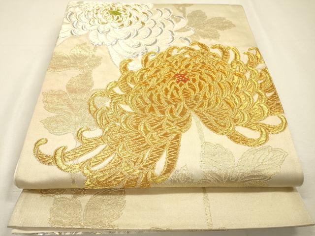 平和屋着物▼六通柄袋帯 唐織 乱菊 金銀糸 正絹 逸品 DABH7836fe