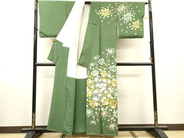 平和屋着物●十日町友禅作家 一梗 訪問着 草花 正絹 逸品 DABH7916fe