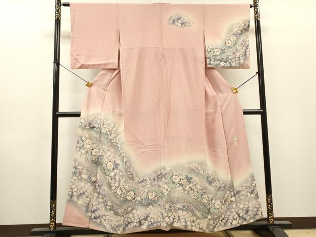 平和屋着物●越後十日町の一流染匠 桐屋・翠山工房 訪問着 絞り 辻が花 暈し染 正絹 逸品 DABH7921fe