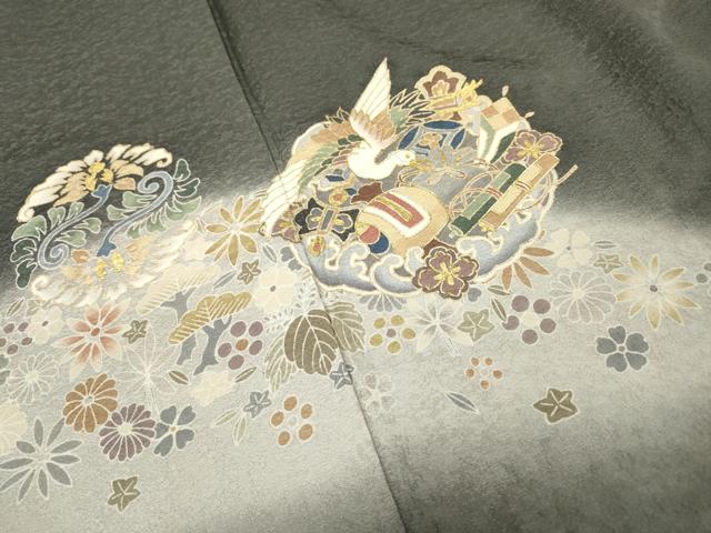平和屋着物●訪問着 駒刺繍 宝尽くし飛鳥花丸文 暈し染 金彩 正絹 逸品 DABH7922fe