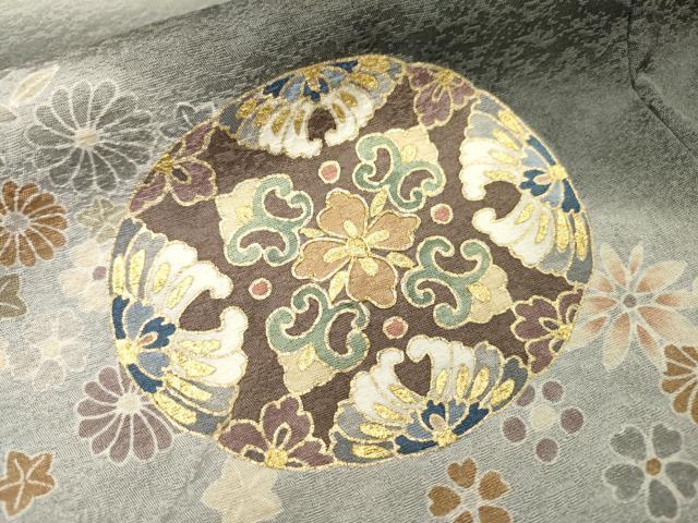 平和屋着物●訪問着 駒刺繍 宝尽くし飛鳥花丸文 暈し染 金彩 正絹 逸品 DABH7922fe