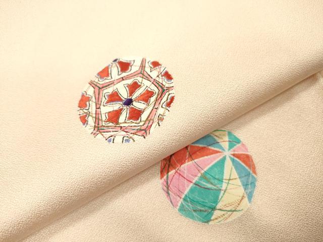 平和屋着物●訪問着 刺繍 花毬文 金彩 正絹 逸品 未使用 DABH7929fe