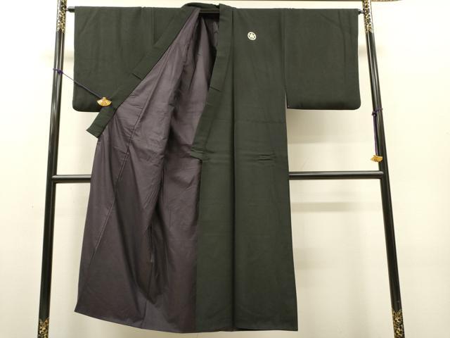 平和屋着物●男性 黒紋付・羽織セット 正絹 逸品 DABH7938fe