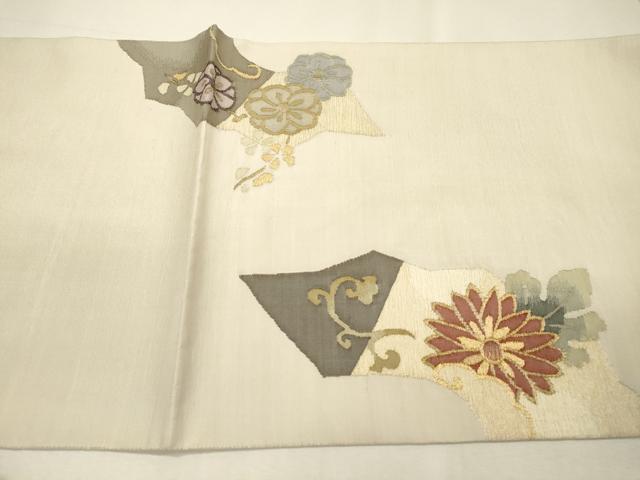 平和屋着物▼明綴れ 太鼓柄袋帯 花唐草文 金糸 正絹 逸品 DABH7969fe